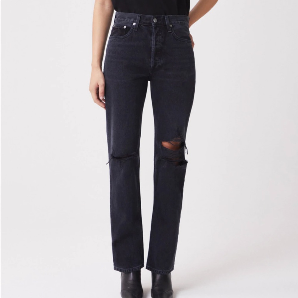 AGOLDE black distressed jeans